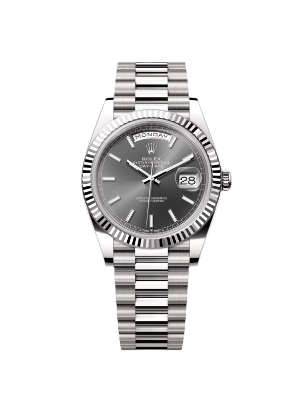 Rolex  Day-Date "President" 40mm White Gold Grey Rhodium Index Dial - 228239