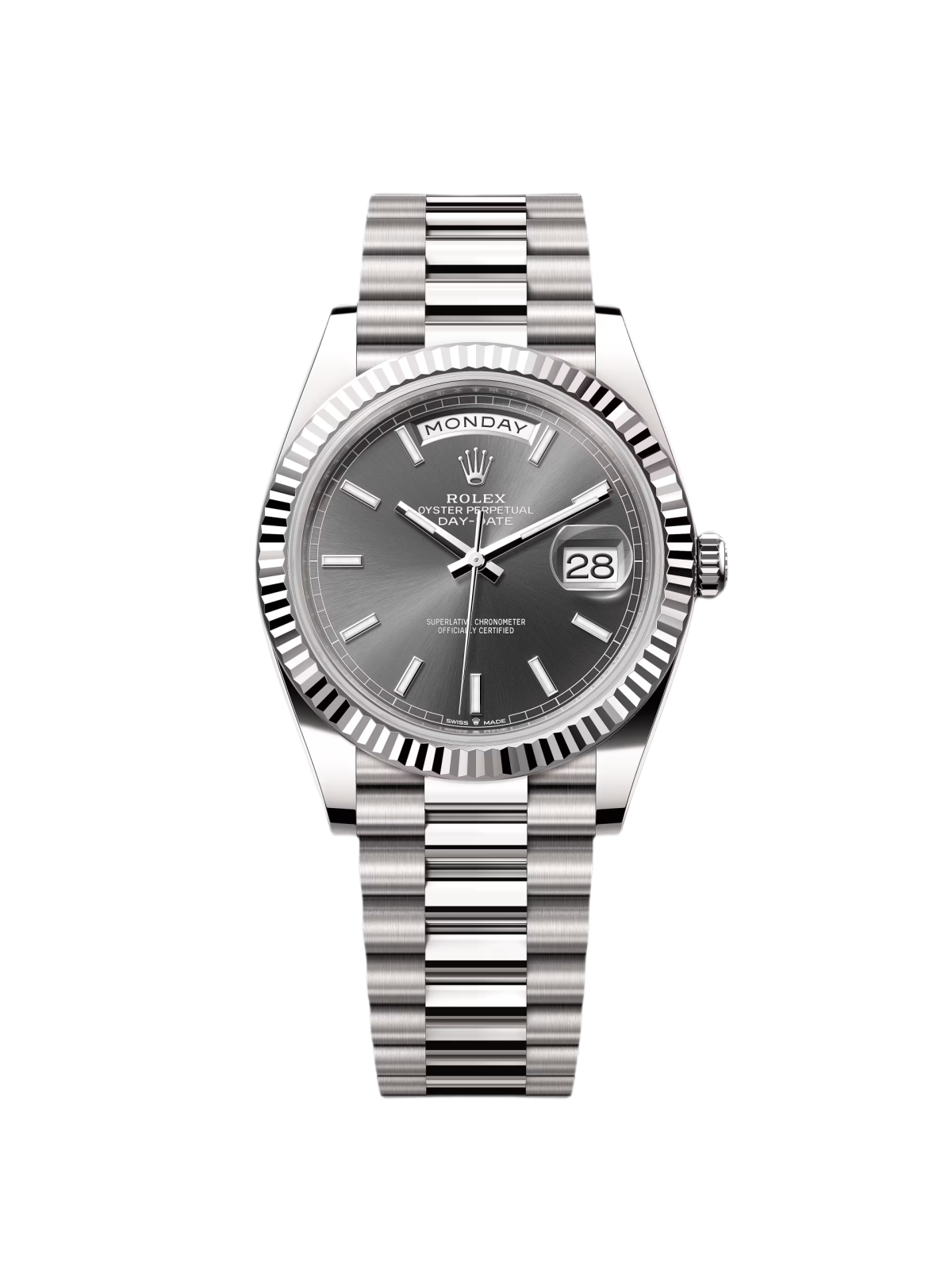 Rolex Day-Date "President" 40mm White Gold Grey Rhodium Index Dial - 228239