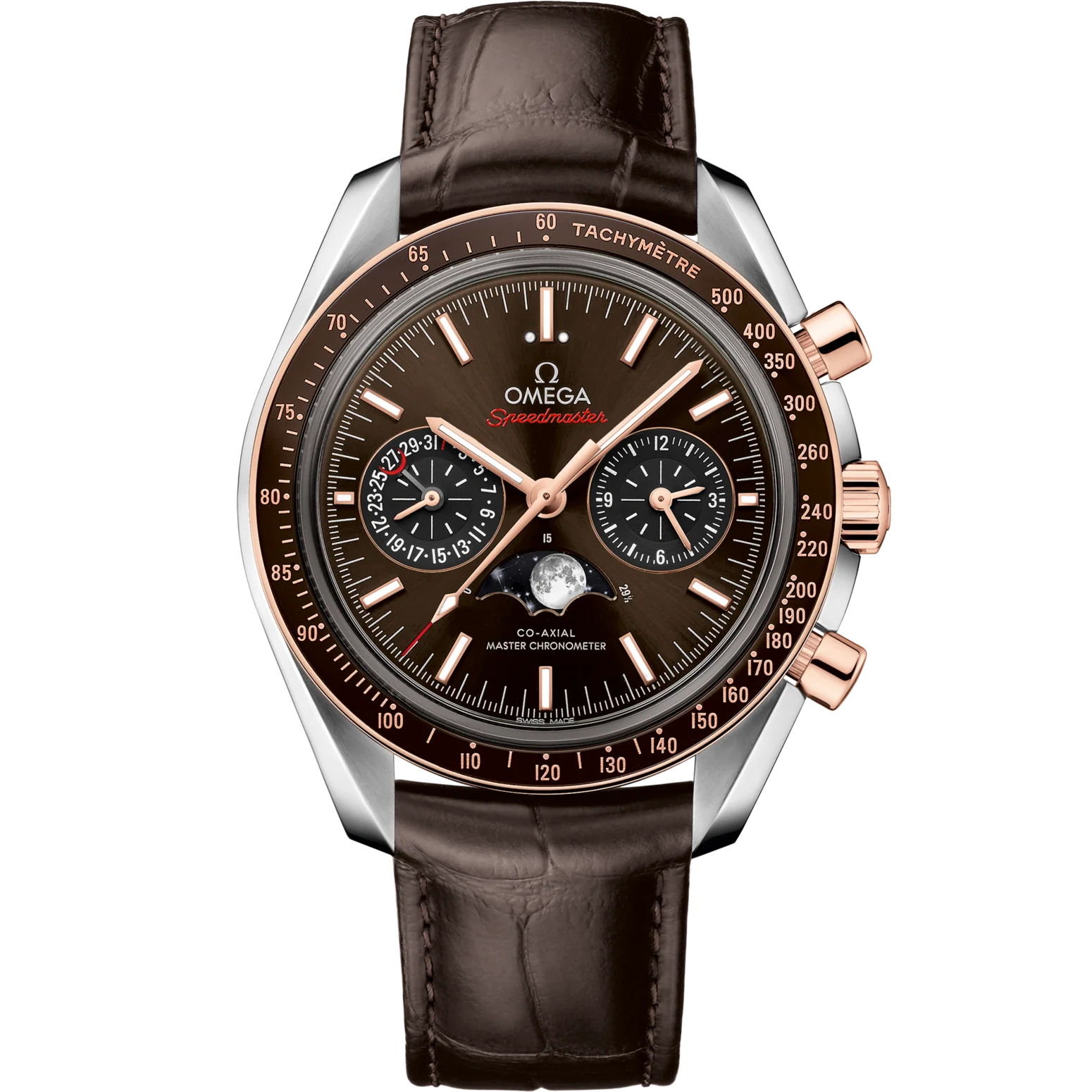 Omega Speedmaster Moonphase Brown Dial 44.25mm Stainless Steel Sedna™ gold Strap 304.23.44.52.13.001