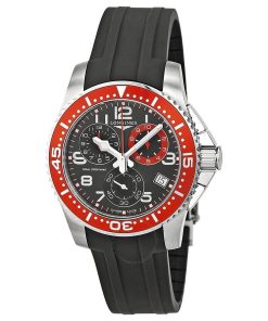 Longines Men's L36904592 HydroConquest Chronograph Black Rubber Watch