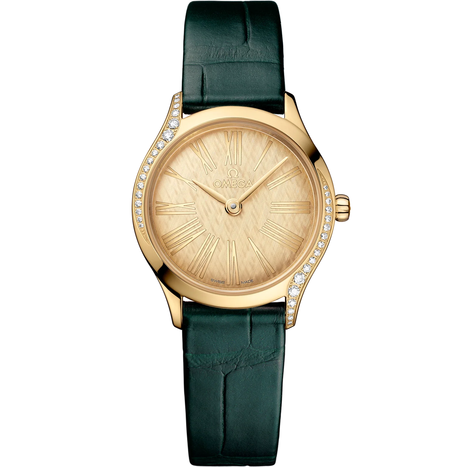 Omega De Ville Mini Trésor 26mm Yellow Dial with Diamonds Moonshine™ 18k Gold Leather Strap 428.58.26.60.99.001