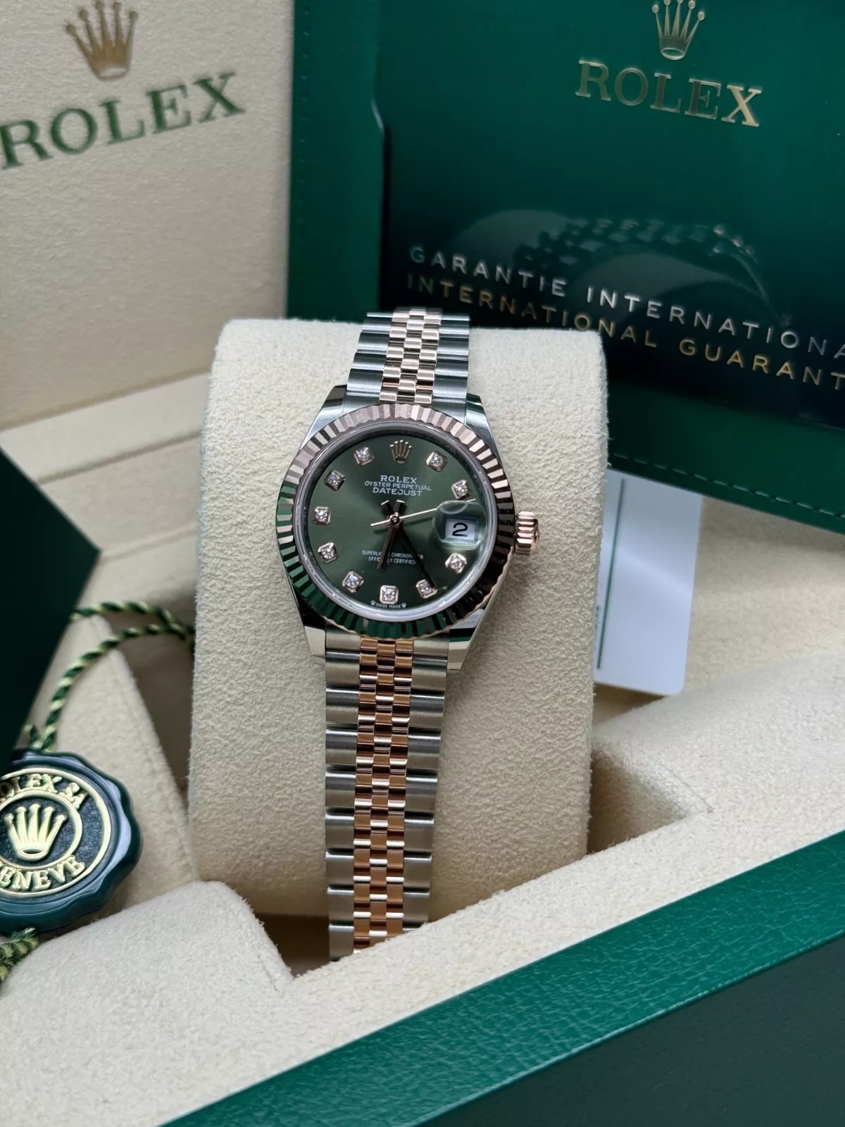 Rolex Lady-Datejust 28mm 279171 Green Diamond Oyster Stainless Steel and Rose Gold - Image 6