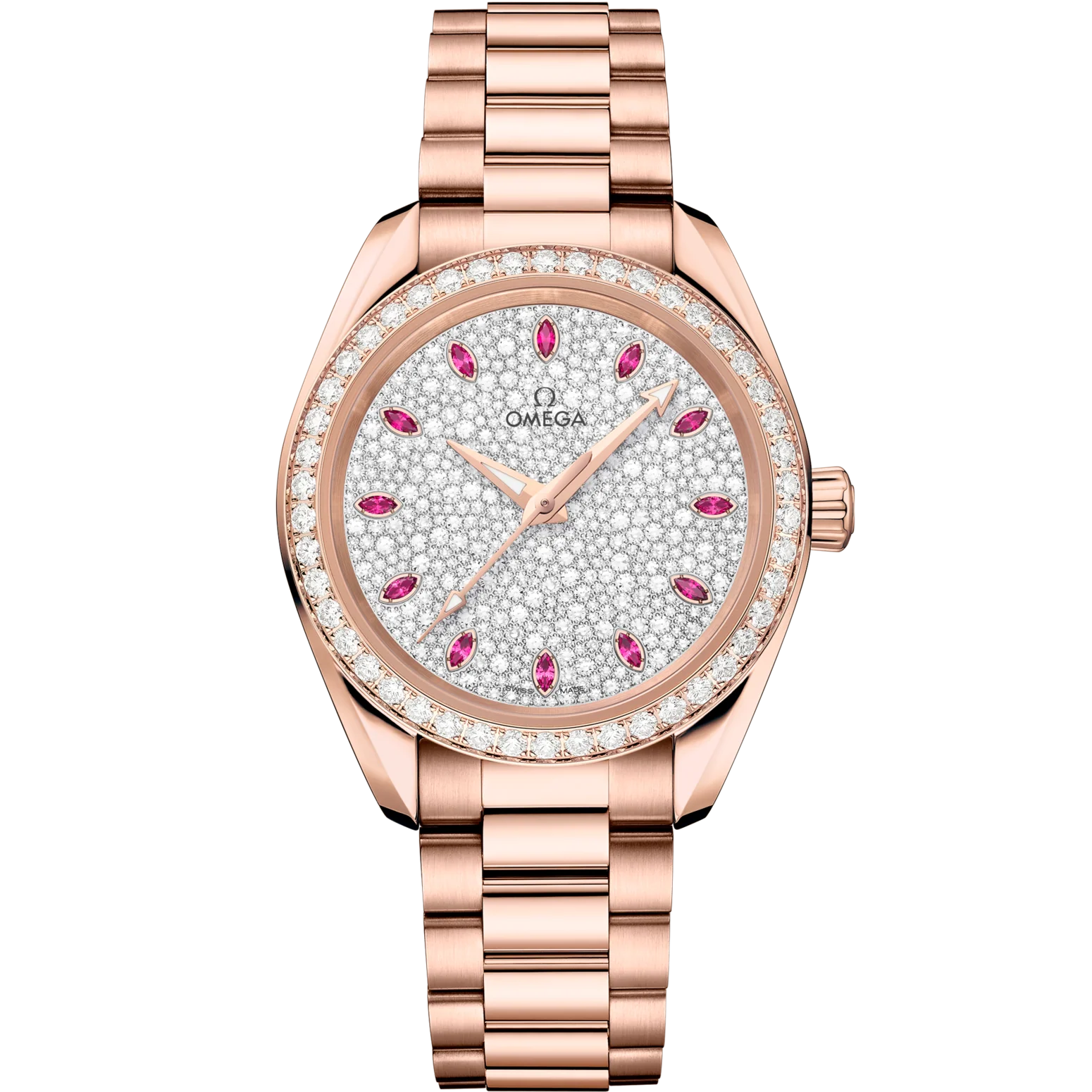 Omega Seamaster Aqua Terra 150M 34 mm Pink Dial with Diamonds Sedna™ 18k Rose Gold Bracelet 220.55.34.20.99.007