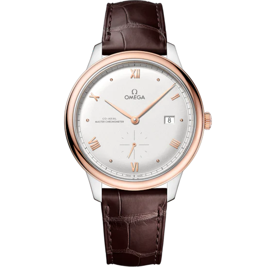 Omega De Ville Prestige 41 mm Silver Dial Stainless Steel and Sedna™ 18k Rose Gold Strap 434.23.41.20.02.001