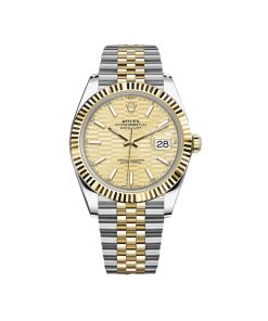 Rolex Datejust 41mm Swiss Replica Watch | Two Tone Jubilee Bracele Champagne Fluted Dial Ref 126333