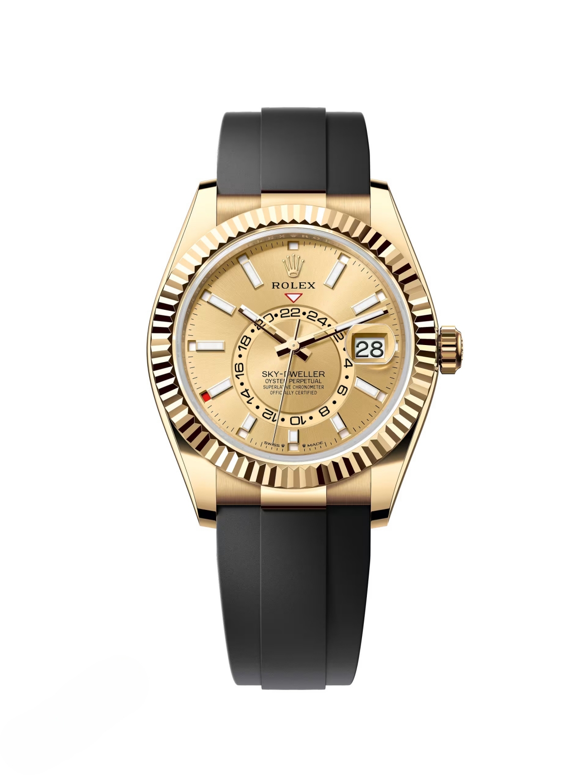 Rolex Sky-Dweller 42mm 336238-0001 Yellow Gold Champagne Dial Oysterflex