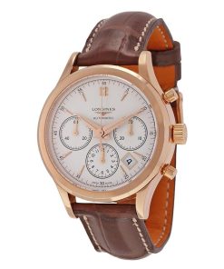 Longines Men's L27508762 Heritage 18kt Rose Gold Chronograph Automatic Brown Leather Watch