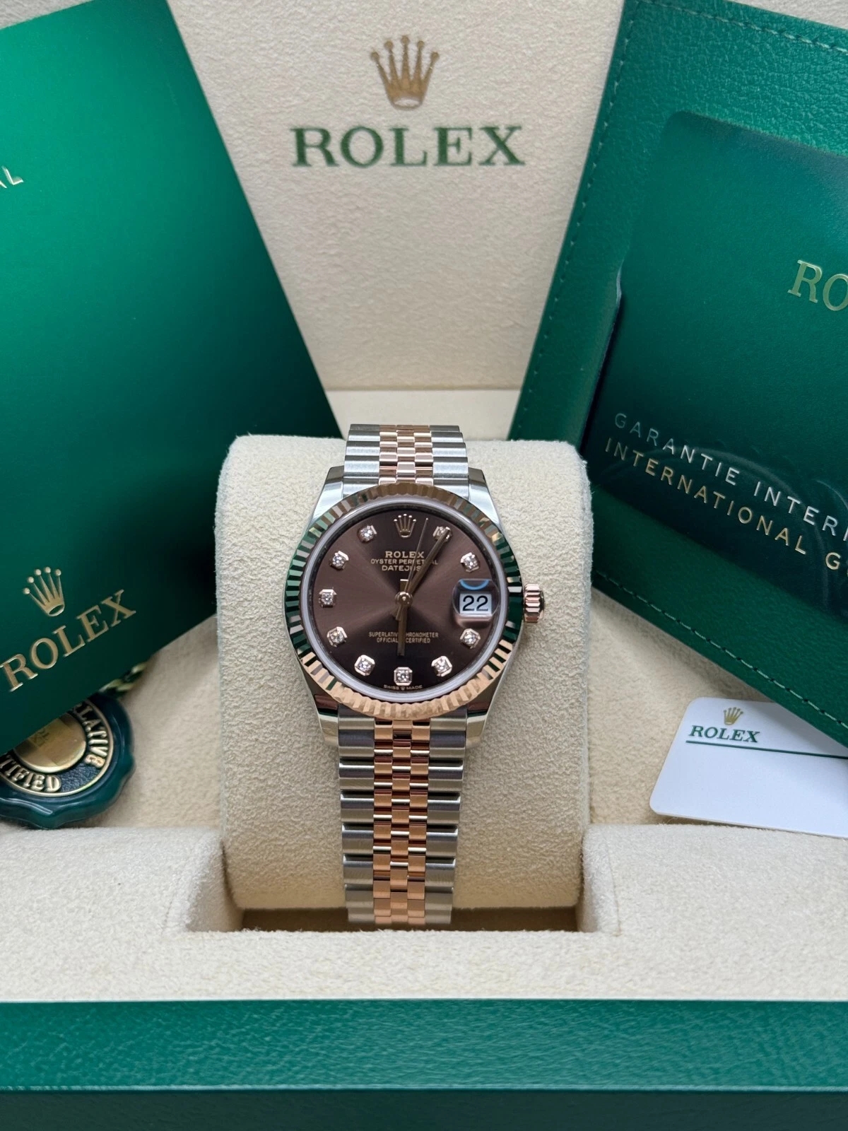 Rolex Lady-Datejust 28mm 279171 Chocolate Diamond Oyster Stainless Steel and Rose Gold - Image 3