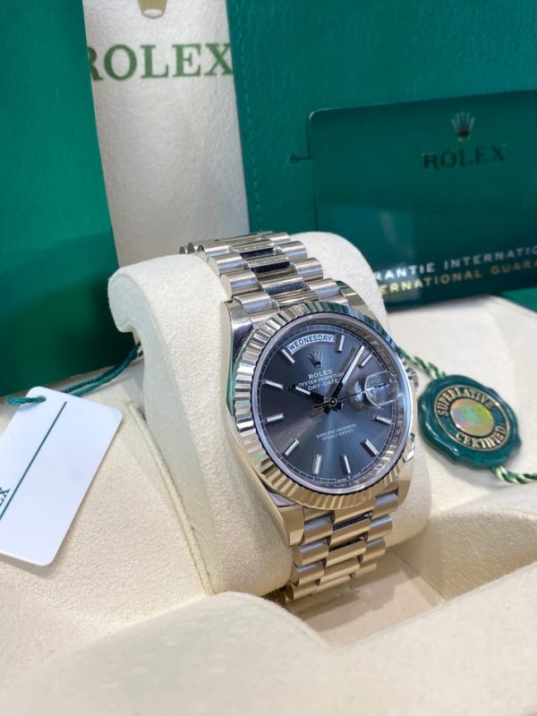 Rolex  Day-Date "President" 40mm White Gold Grey Rhodium Index Dial - 228239