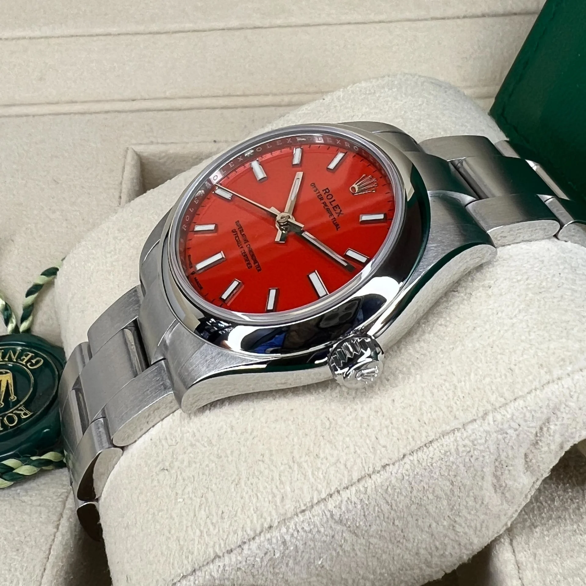 Rolex Oyster Perpetual 31mm 277200-0008 Coral Red Dial Oyster Bracelet Watch - Image 4