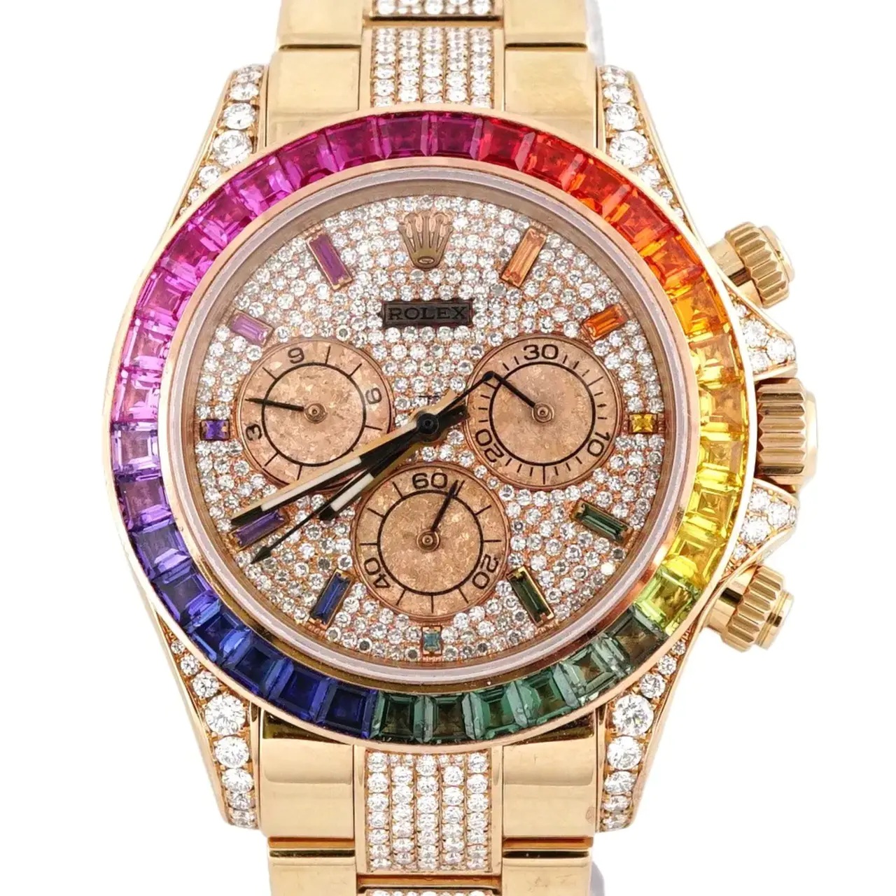 Diamond Rolex Cosmograph Daytona 116505 Custom Rainbow Diamond 18K Rose Gold 40mm - Image 2