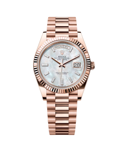 Rolex Day-Date "President" 40mm Everose Gold Mother of Pearl Diamond Baguette Dial - 228235
