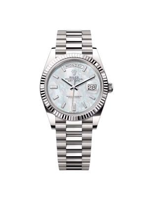 Rolex  Day-Date "President" 40mm White Gold Mother of Pearl Diamond Baguette Dial - 228239