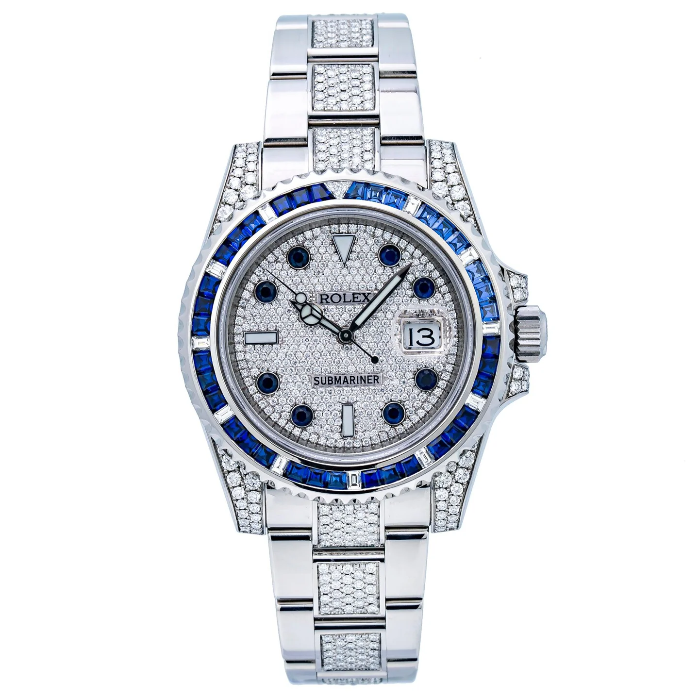 Rolex Submariner Date 116610 40MM Silver Diamond Dial With Stainless Steel Bracelet