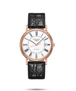 Longines Men's L4.921.1.11.2 Presence Black Leather Watch