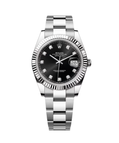 Rolex  Datejust 41mm 126334 Black Diamond Oyster Stainless Steel Mens Watch