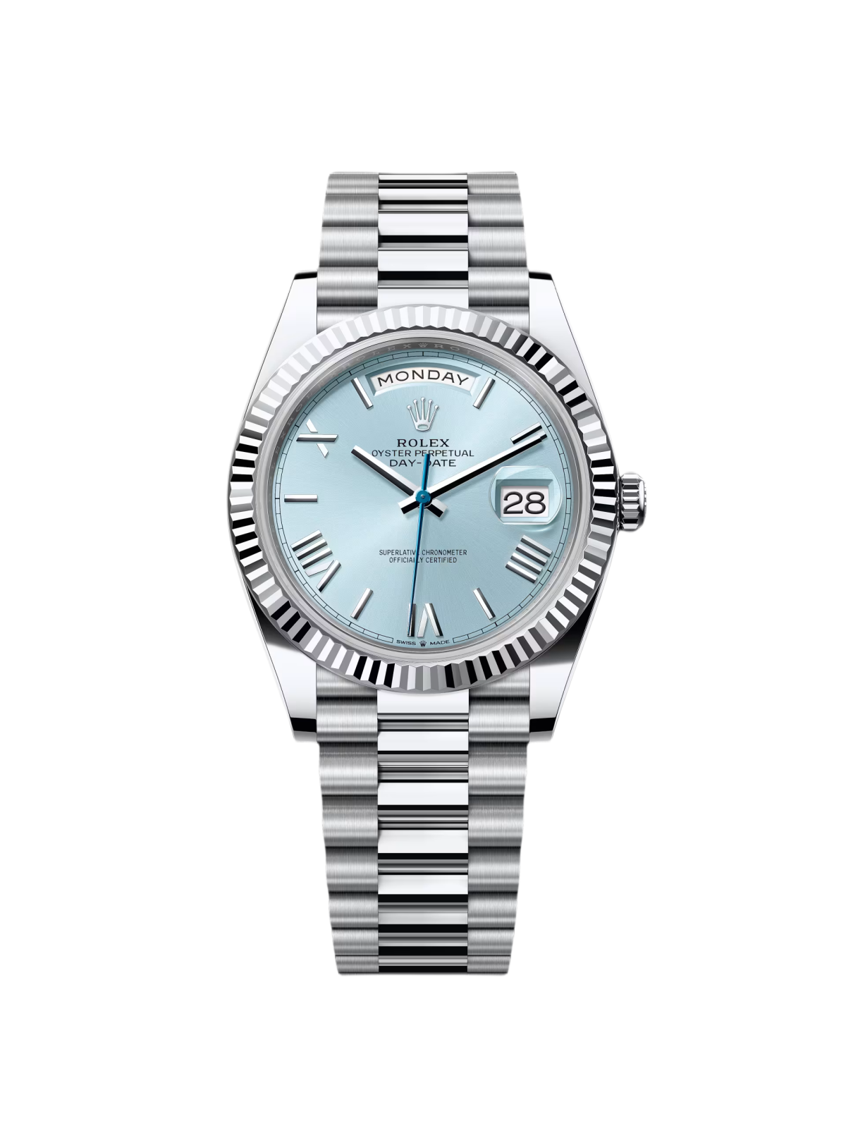 Rolex Day-Date "President" 40mm Platinum Ice Blue Roman Dial - 228236