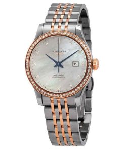 Longines Women's L23215897 Record Two-Tone Stainless Steel with 18kt Rose Gold Links Watch