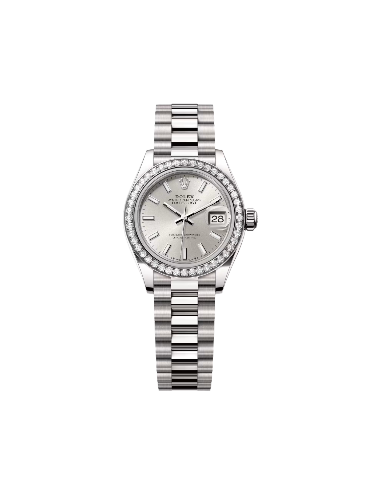 Rolex Lady-Datejust 28mm 279139RBR-0006 Silver Dial White Gold Bracelet