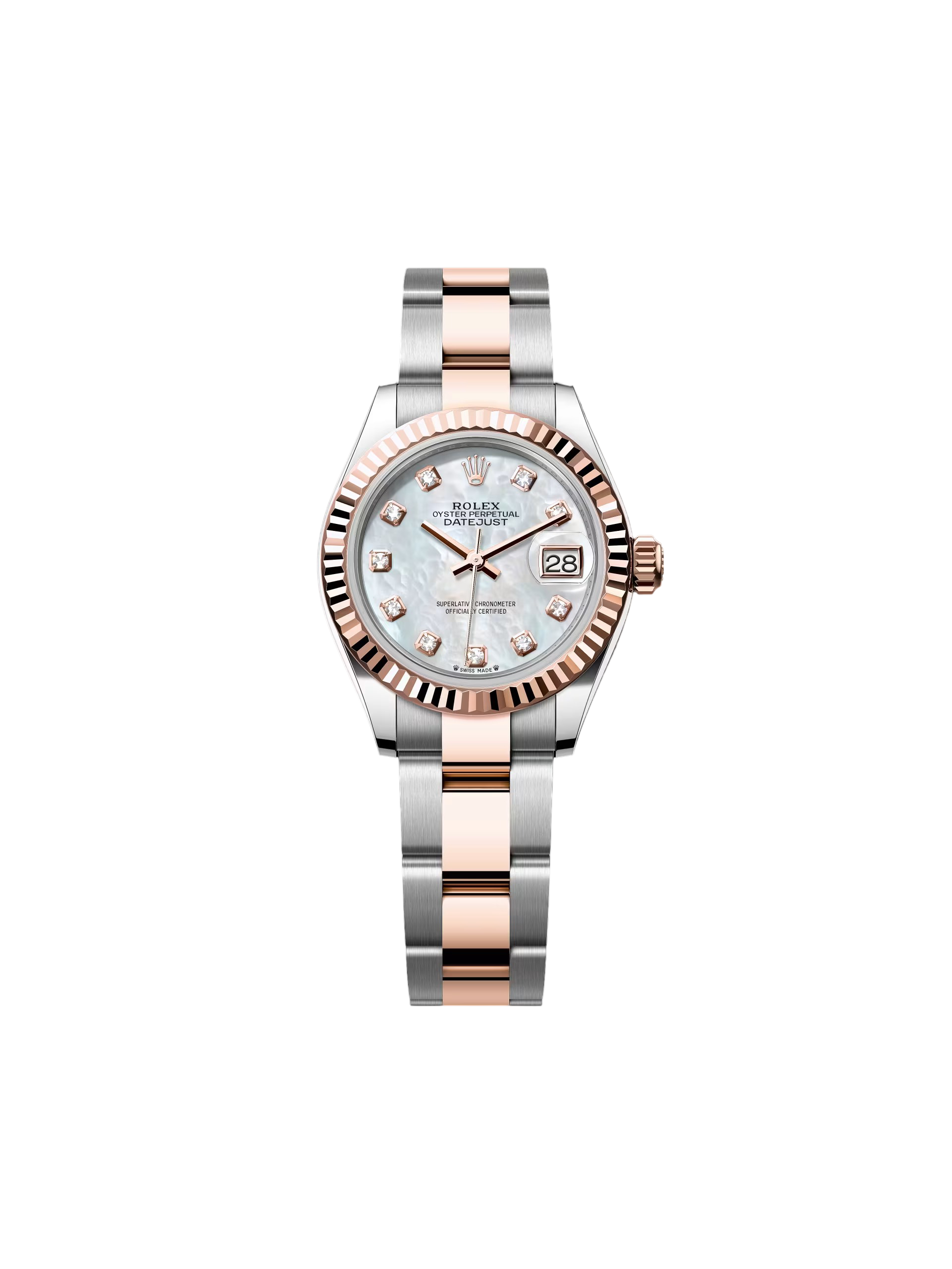 Rolex Lady-Datejust 28mm 279171 White Mother Of Pearl Diamond Oyster Stainless Steel and Rose Gold - Image 2
