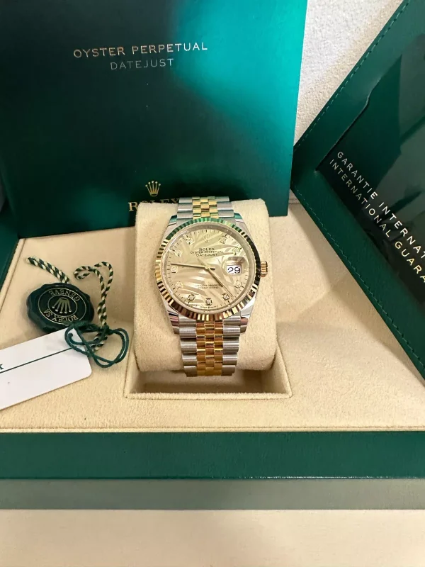 Rolex  Datejust 36mm 126233 Champagne Palm Motif Diamond Dial and Jubilee Bracelet Watch