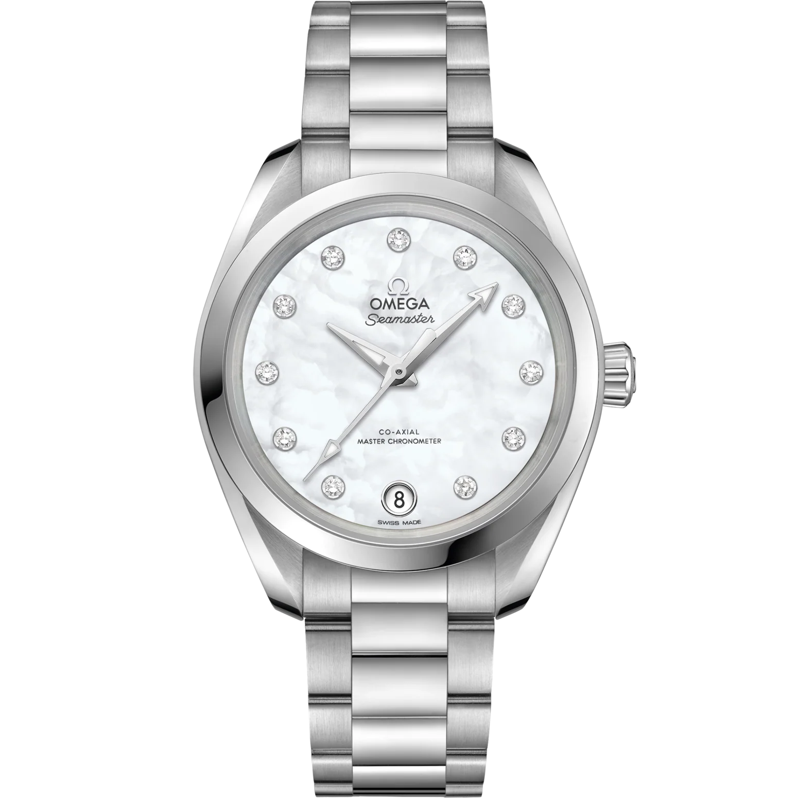 Omega Seamaster Aqua Terra 150M 34mm White Dial with Diamonds Stainless Steel Bracelet 220.10.34.20.55.001