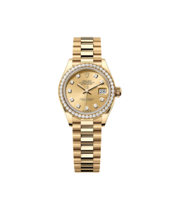 Rolex Lady-Datejust 279138RBR Champagne 28mm Dial President Bracelet Watch