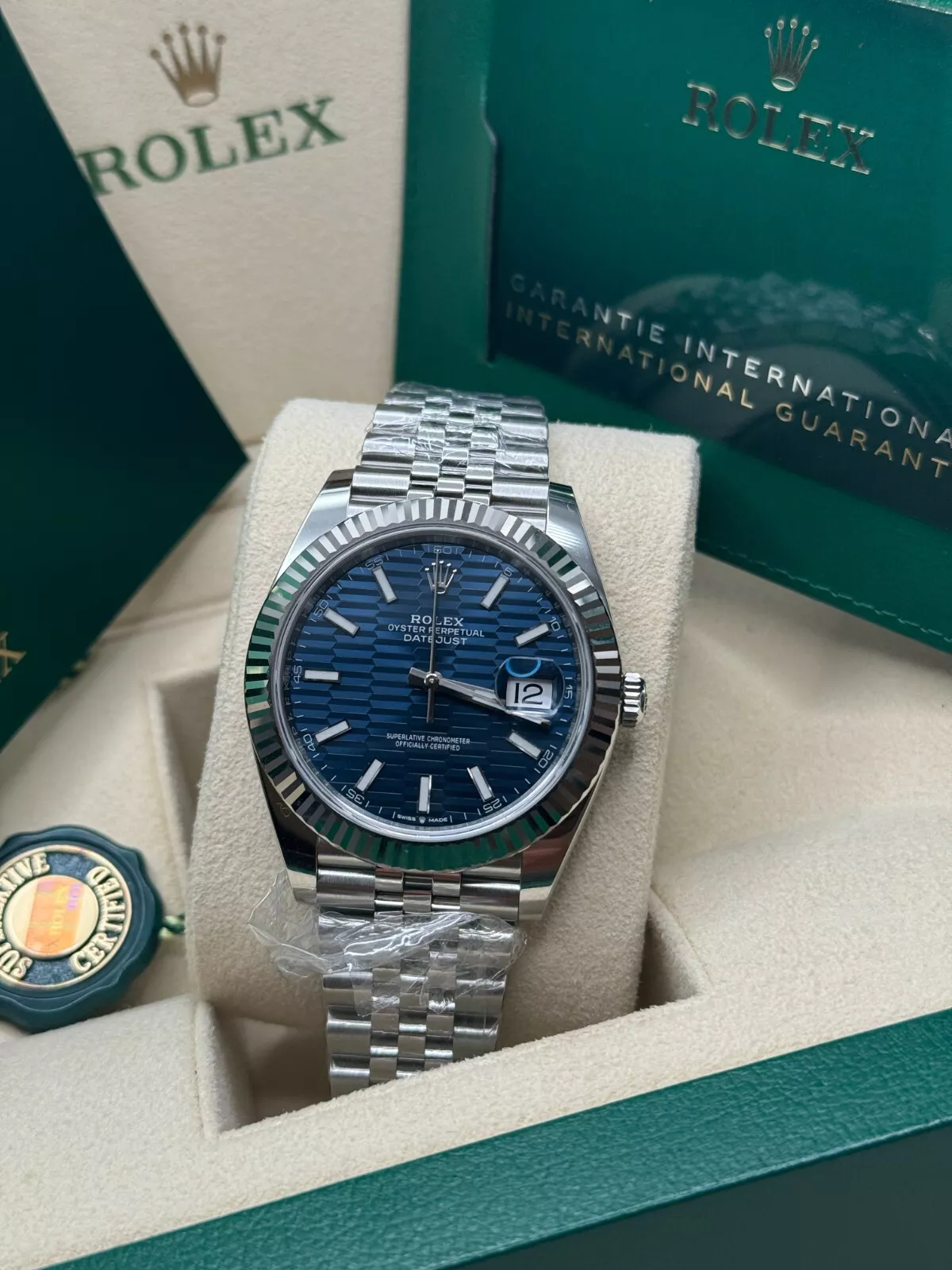 Rolex Datejust 41mm Blue Fluted Motif Index Dial Jubilee Bracelet Watch - 126334 - Image 6