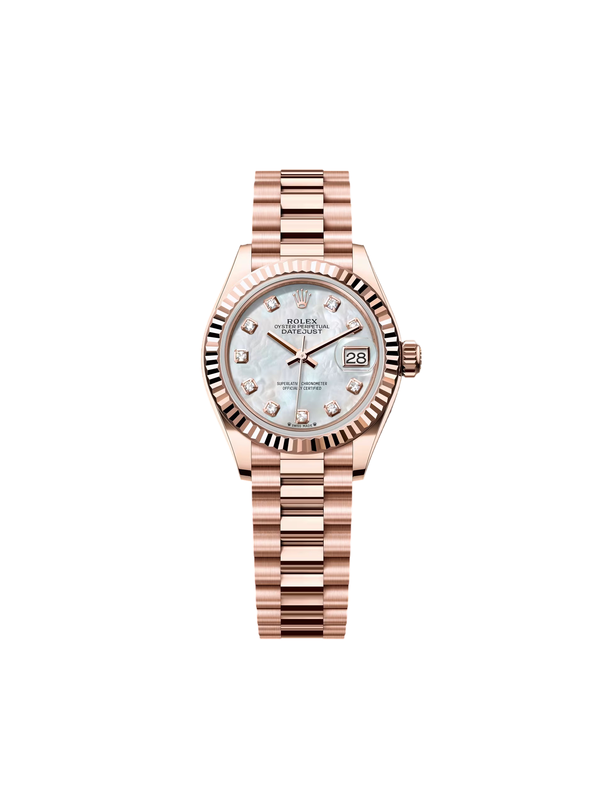 Rolex Lady-Datejust 28mm 279175 Mother-of-Pearl Dial President Everose Gold