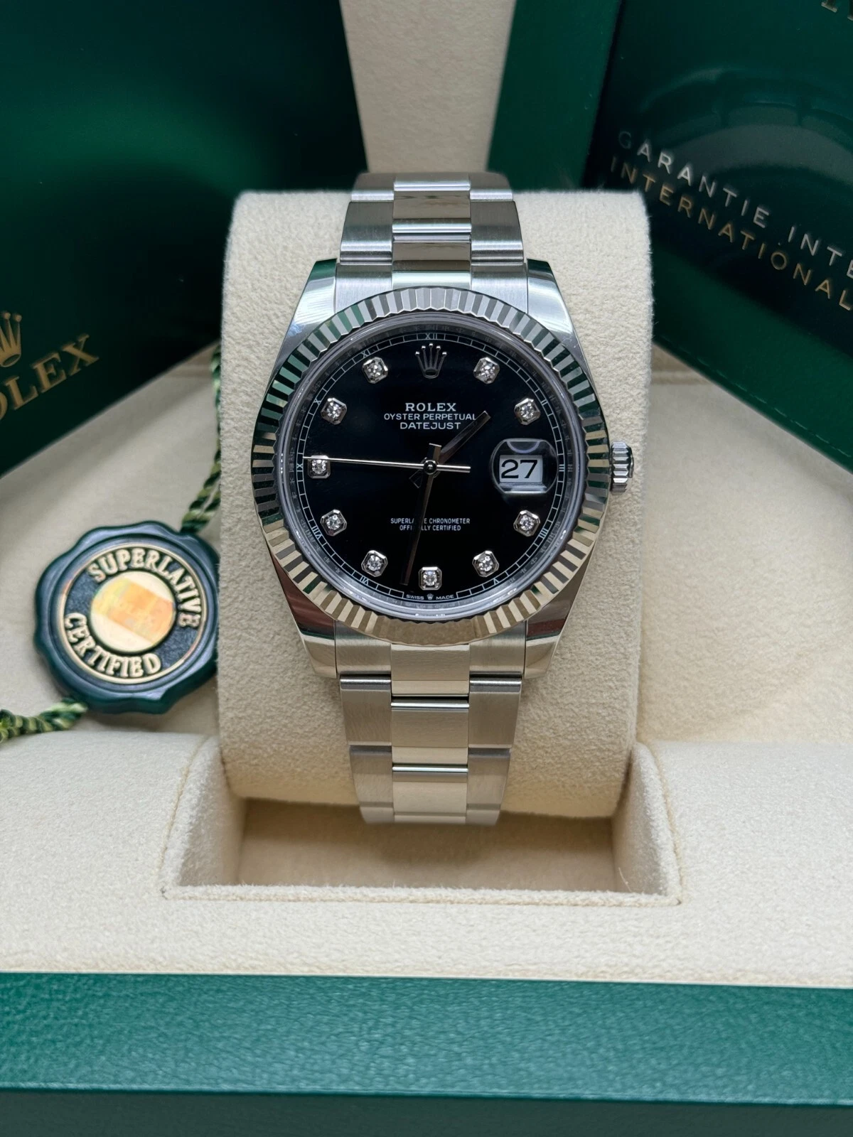 Rolex Datejust 41mm 126334 Black Diamond Oyster Stainless Steel Mens Watch - Image 3