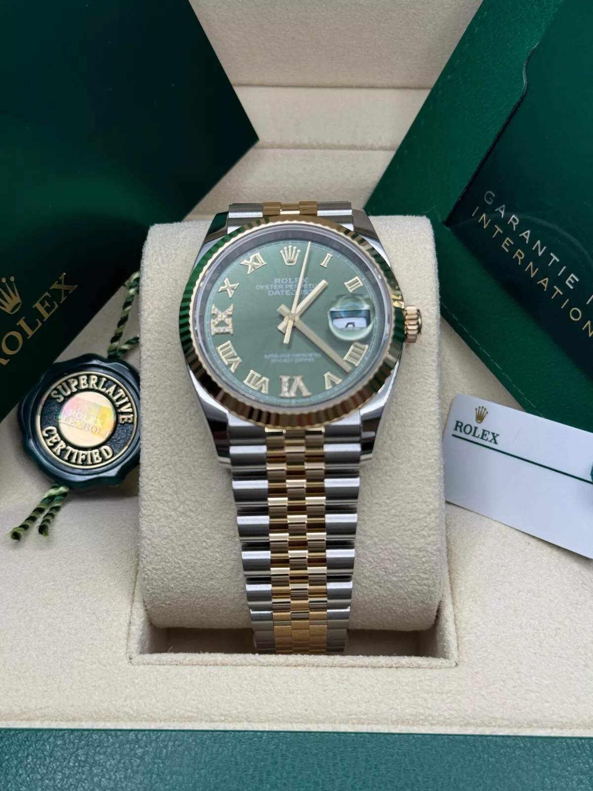 Rolex Datejust 36mm 126233 Olive-green Roman Diamond Dial Two-Tone Jubilee Bracelet - Image 6