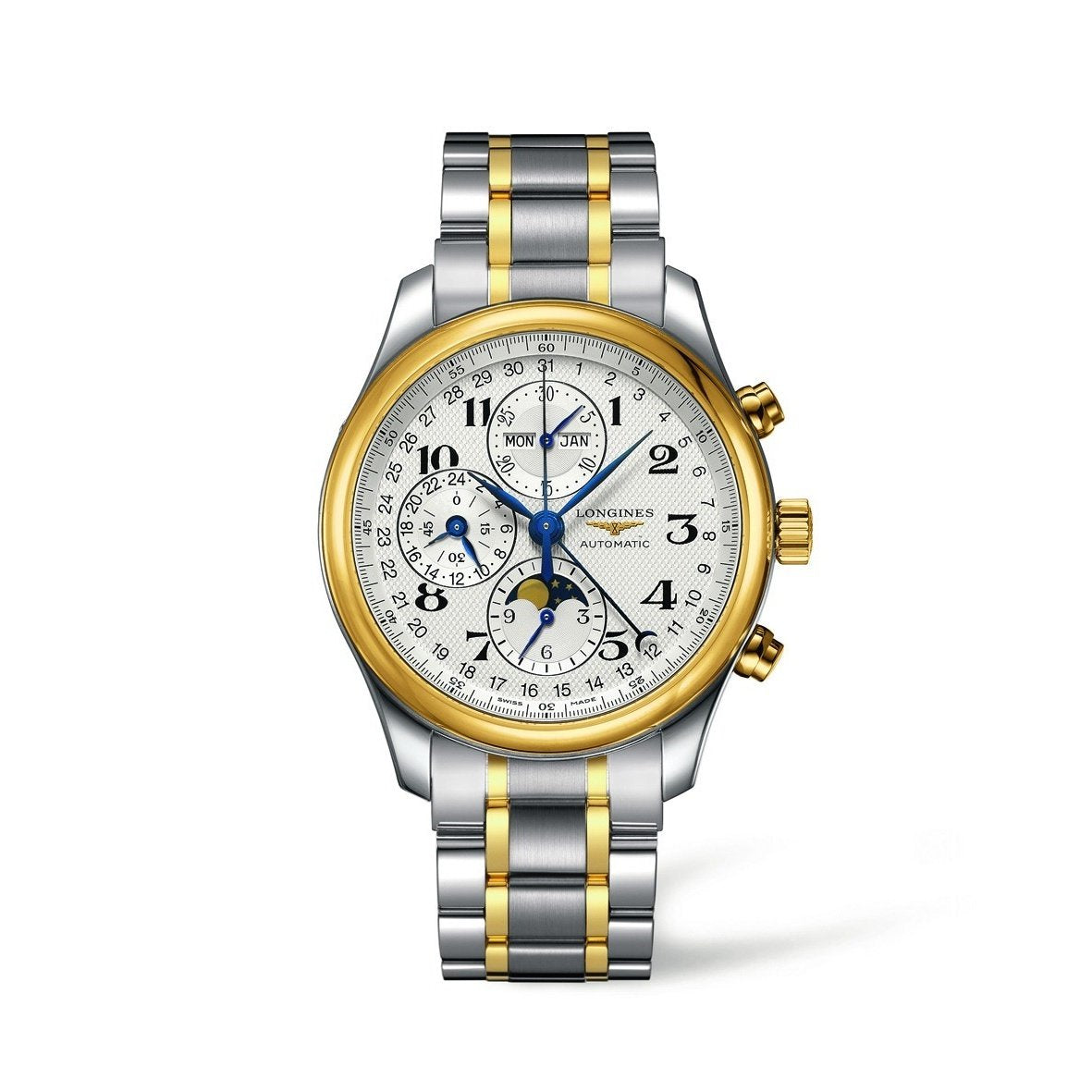 Longines Men's L27735787 Master 18kt Yellow Gold Chronograph Moonphase Automatic Two-Tone Stainless Steel Watch