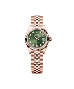 Alternative view of Rolex Lady-Datejust 28mm 279175 Green Diamond-Set Dial President Everose Gold