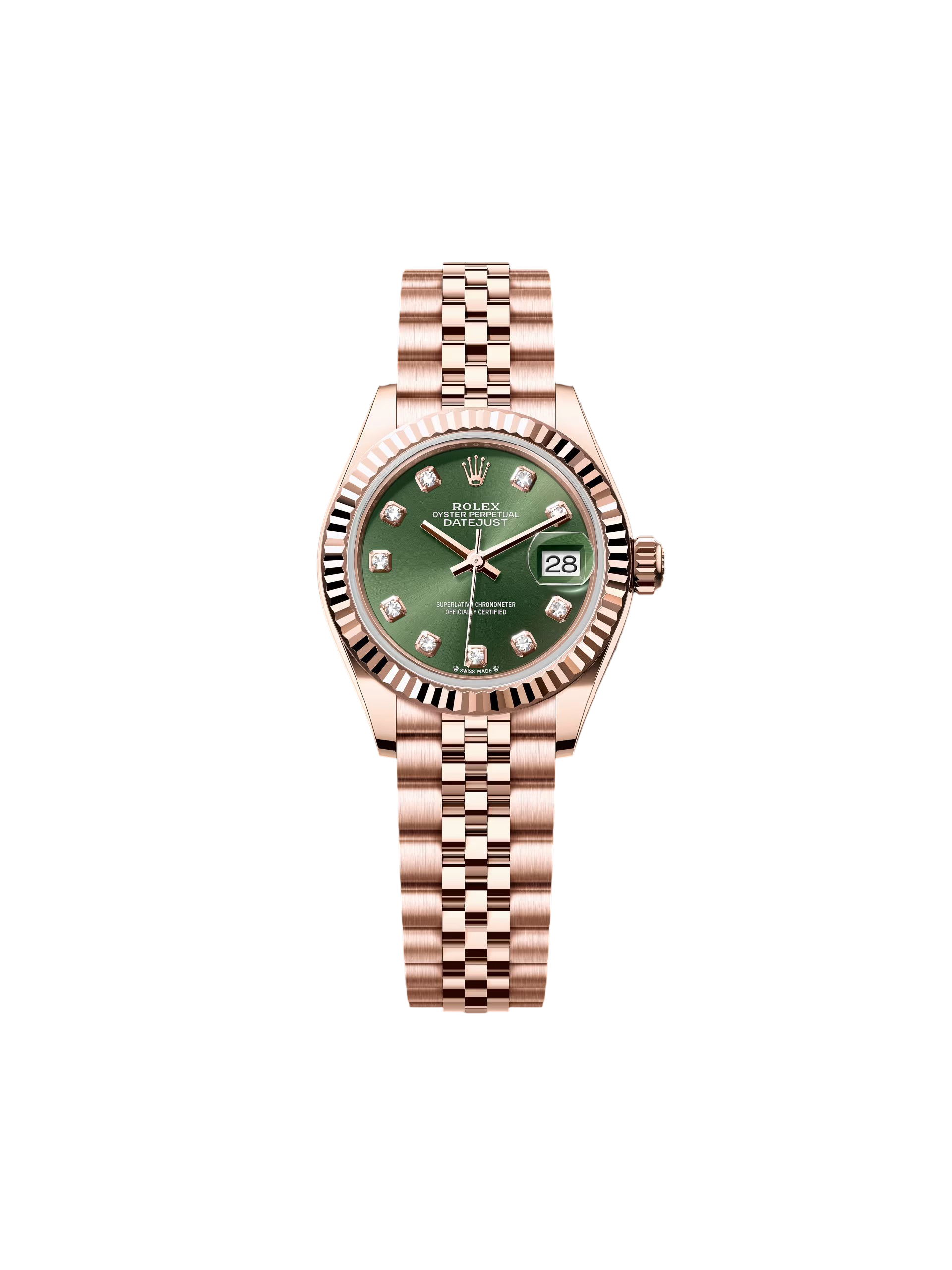 Rolex Lady-Datejust 28mm 279175 Green Diamond-Set Dial President Everose Gold - Image 2