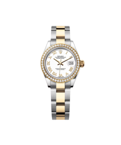 Rolex Lady-Datejust 28mm 279383RBR White Roman Dial Yellow Rolesor Oyster Bracelet