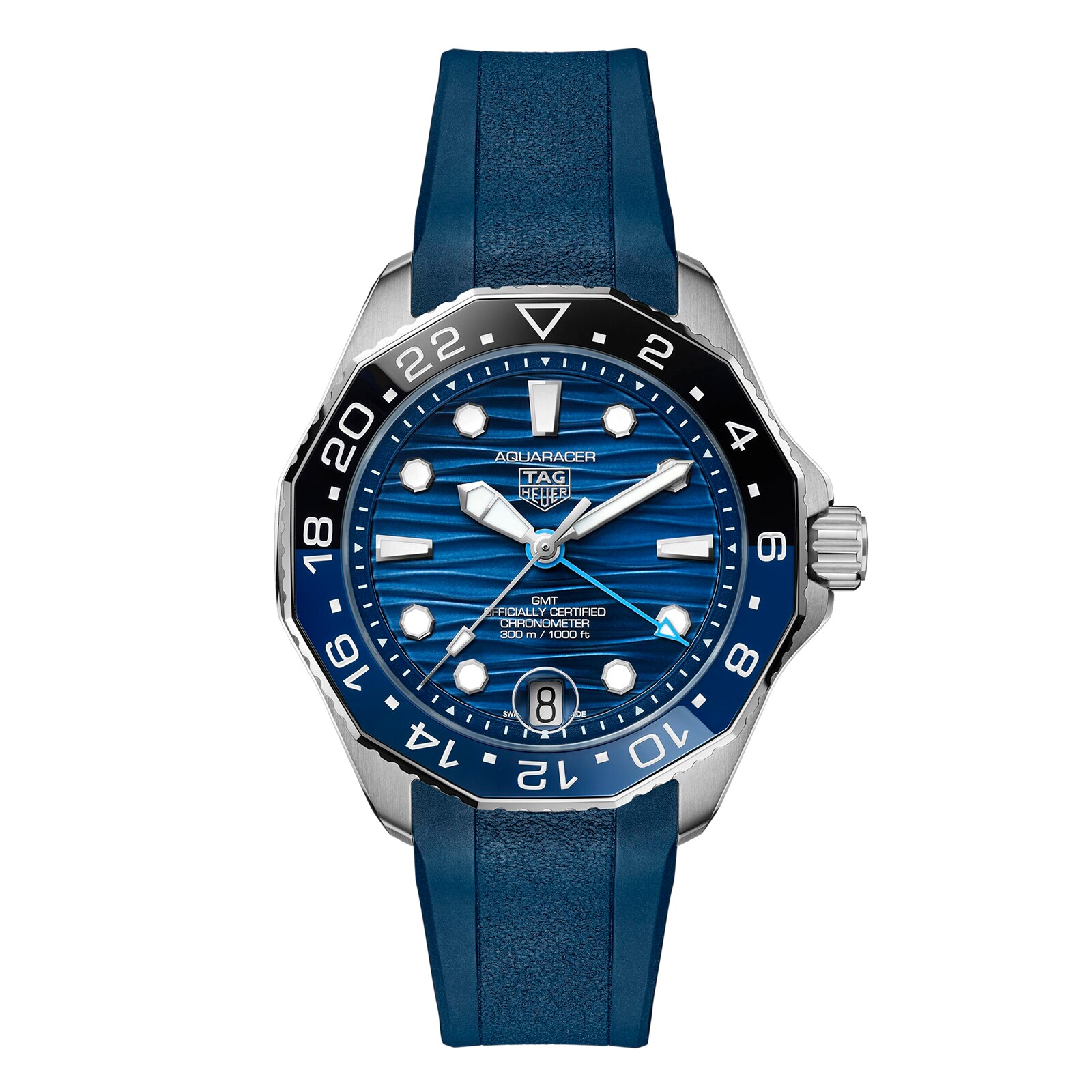 TAG Heuer Aquaracer Professional 300 GMT 42mm Mens Watch Blue Rubber WBP5114.FT6259