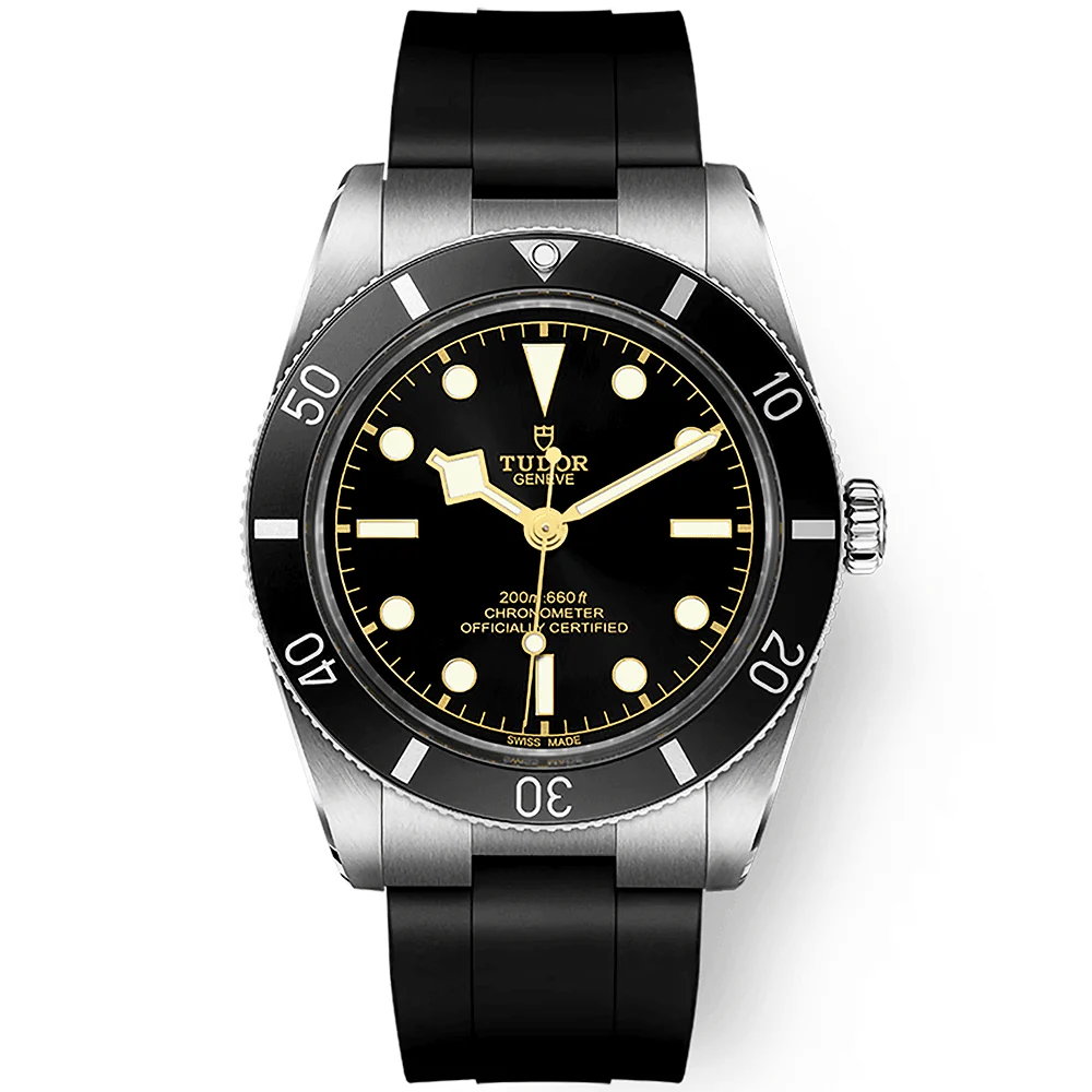 TUDOR Black Bay 54 37mm Black Dial & Bezel Automatic Rubber Strap Watch M79000N-0002