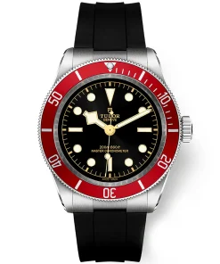 TUDOR Black Bay 41mm Black Dial & Red Bezel Men's Rubber Strap Watch M7941A1A0RU-0002
