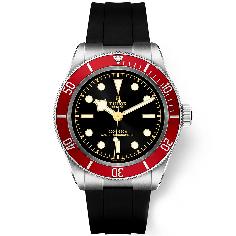TUDOR Black Bay 41mm Black Dial & Red Bezel Men's Rubber Strap Watch M7941A1A0RU-0002