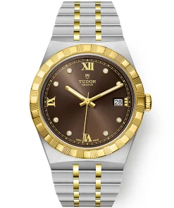 TUDOR Royal 38mm Two-Tone Brown Diamond Dial Automatic Bracelet Watch M28503-0008