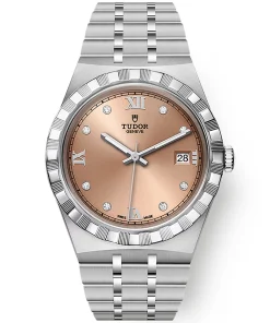 TUDOR Royal 38mm Salmon Roman Diamond Dial Automatic Bracelet Watch M28500-0009
